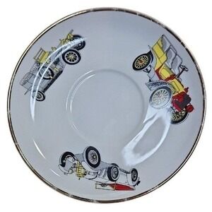 Princess House Porcelain Classic Car Saucer, Vista Alegre Portugal, 6" Vintage